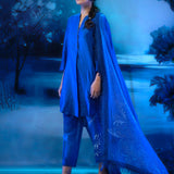 Indigo Co-ord Ensemble With Dupatta