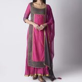 Pink Kurta With Sharara & Dupatta