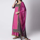 Pink Kurta With Sharara & Dupatta