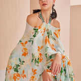Sage Printed Halter Neck Jumpsuit