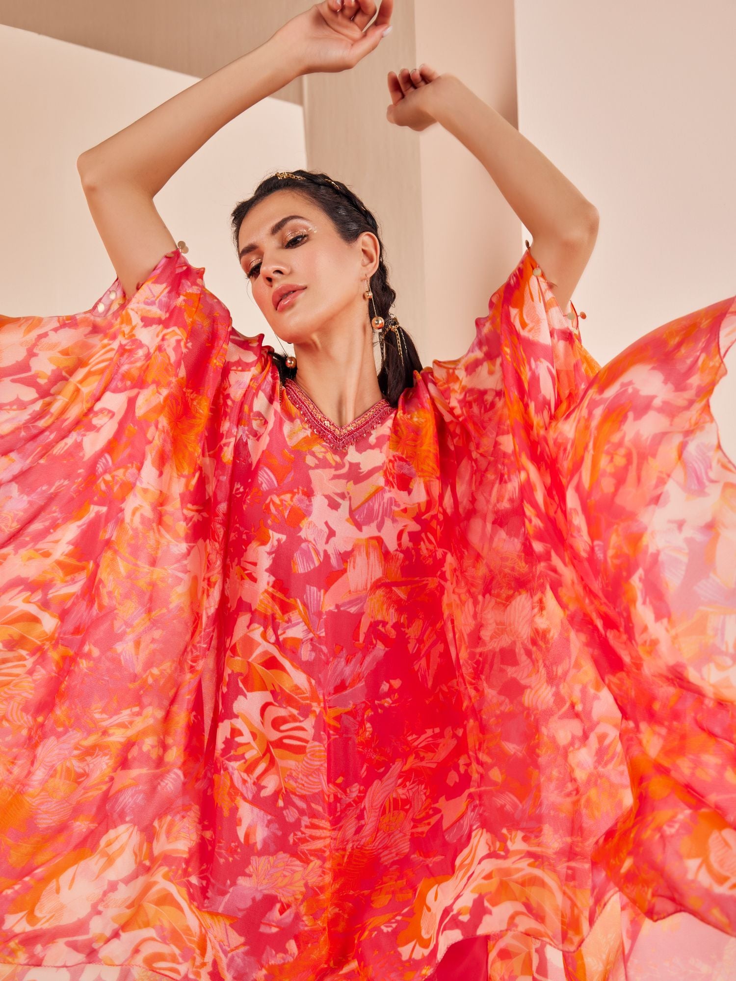 Pink chiffon tunic Set
