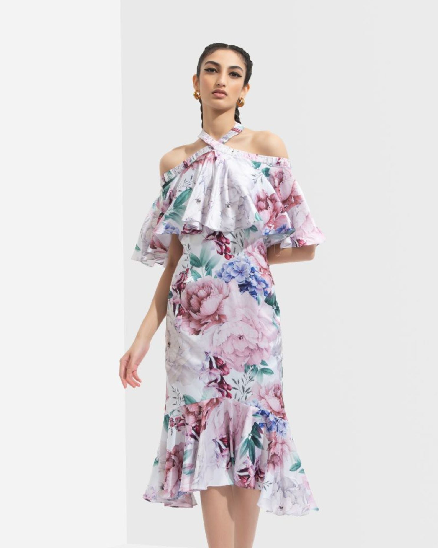 Iris Printed Off Shoulder Dress