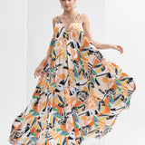 Yellow Abstract Printed Long Dress