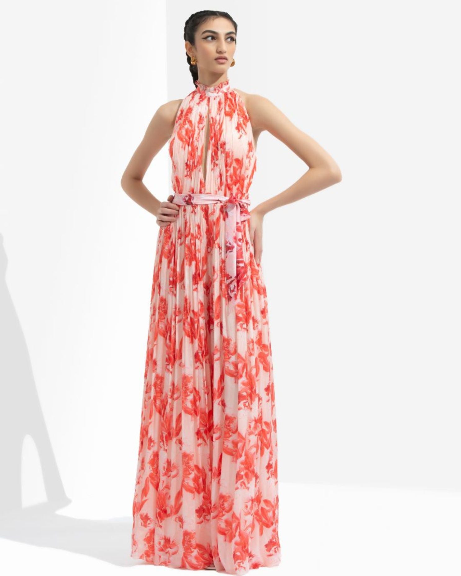 Mirrai Printed Low Neckline Jumpsuit