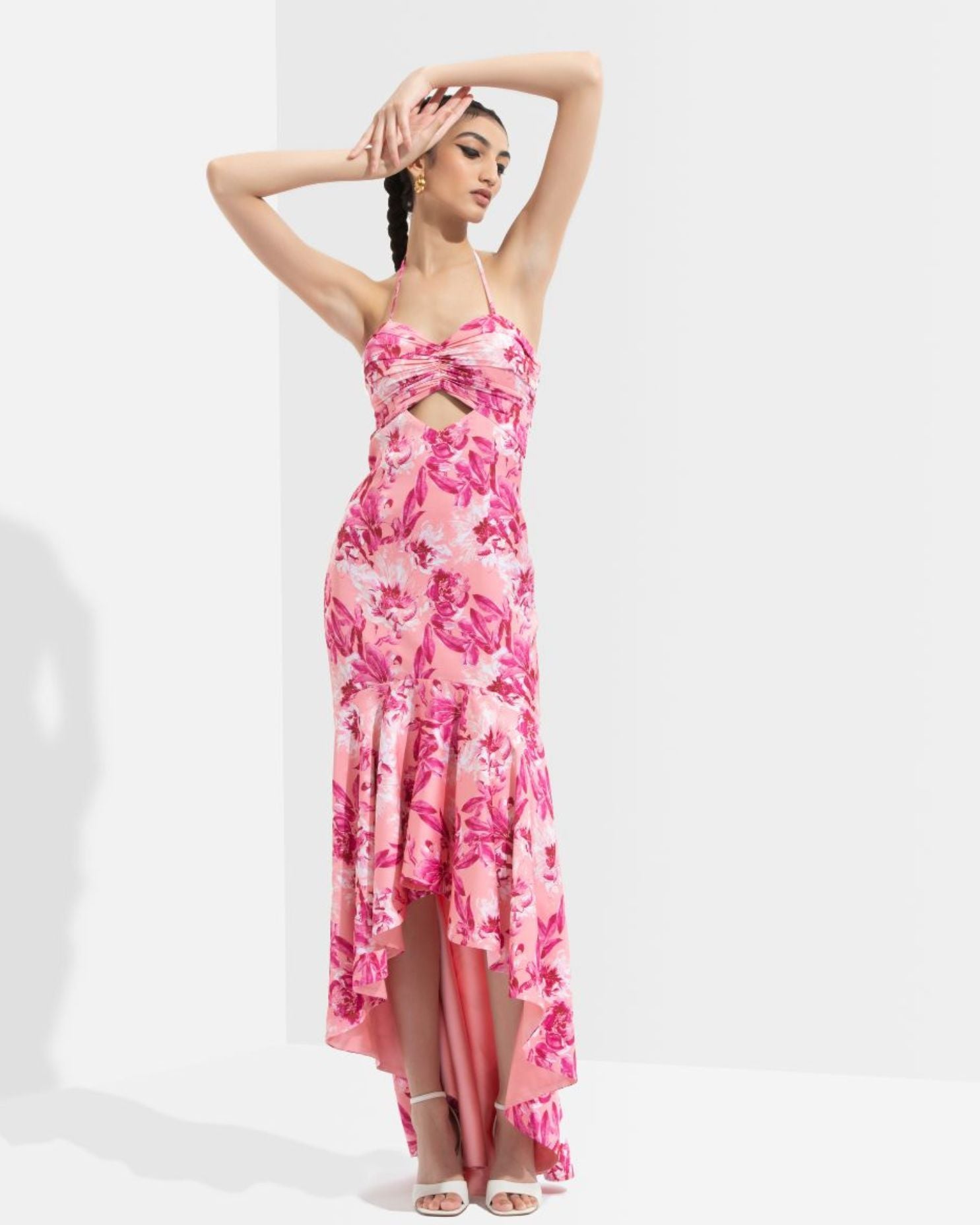 Sakura Printed High Low Dress