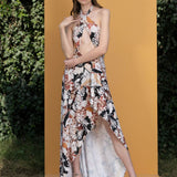 Black Rose Printed Spandex Dress