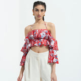 Ajisia Printed Cold Shoulder Top With Trouser