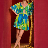 Blue Surge Corsage Romper
