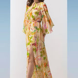 Georgette Lurex Multi Green Printed Dress