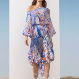 Chiffon Blue Multi Printed Dress