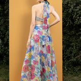 Hibiscus Printed Body Suit With Long Sarong