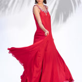 Ruby Red Flared Jumpsuit