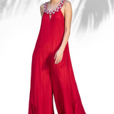 Ruby Red Flared Jumpsuit