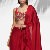 Ruby Red Drape Sari