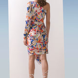 Satin Geometric One Shoulder Dress
