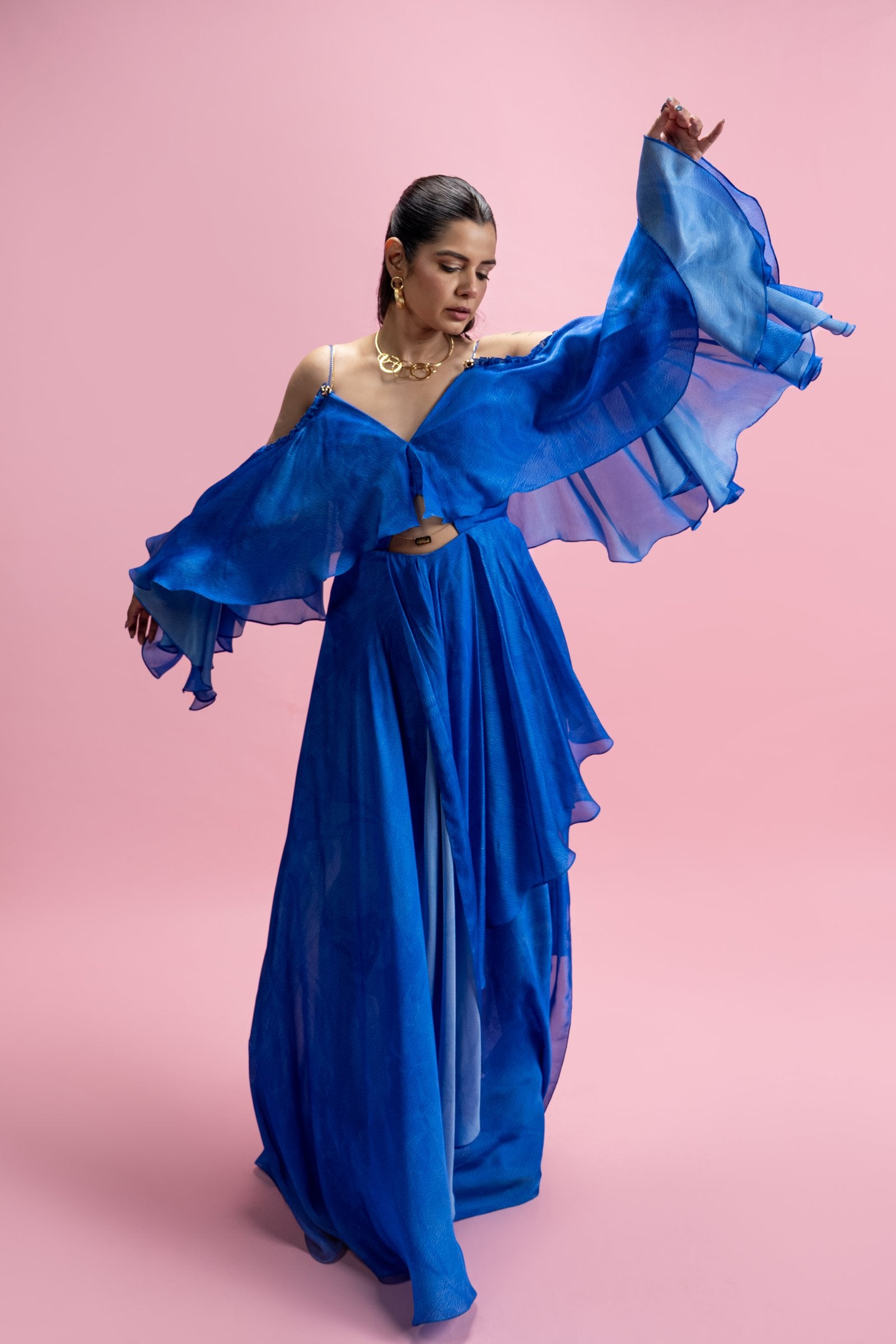 Sheer maxi with statement ruffle sleeves – mandirawirk.in
