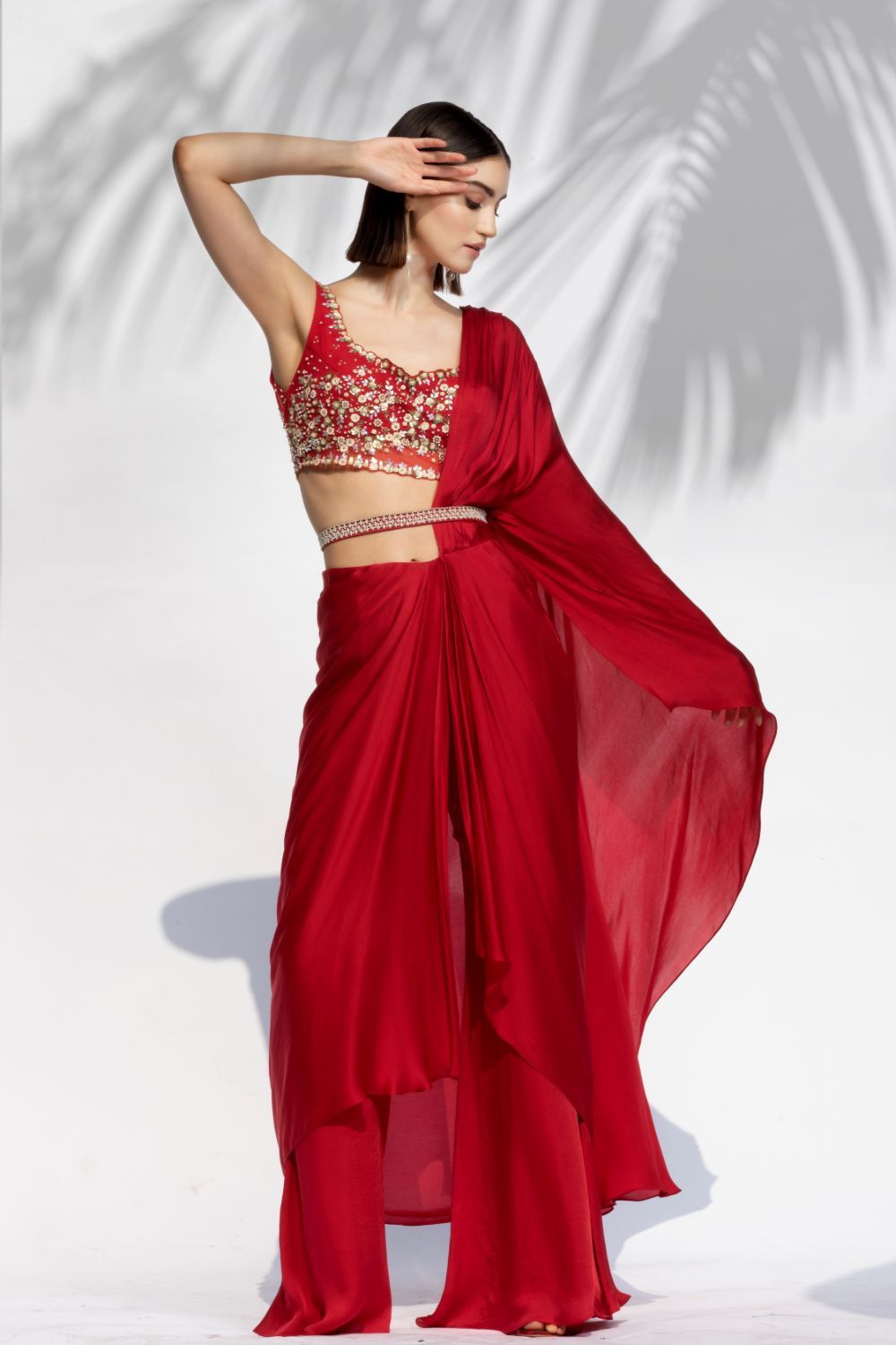 Ruby Red Drape Sari