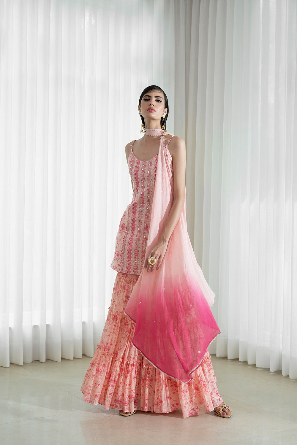 Sharara set with printed kurta