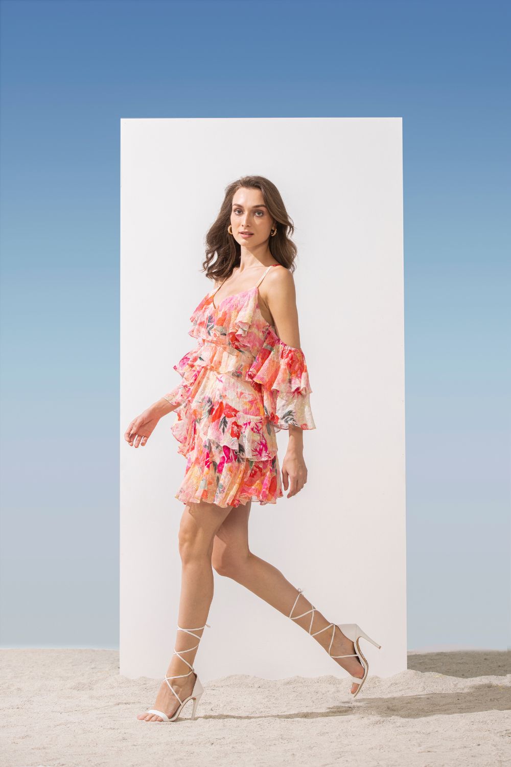 Schiffli Pink Multi Printed Short Dress