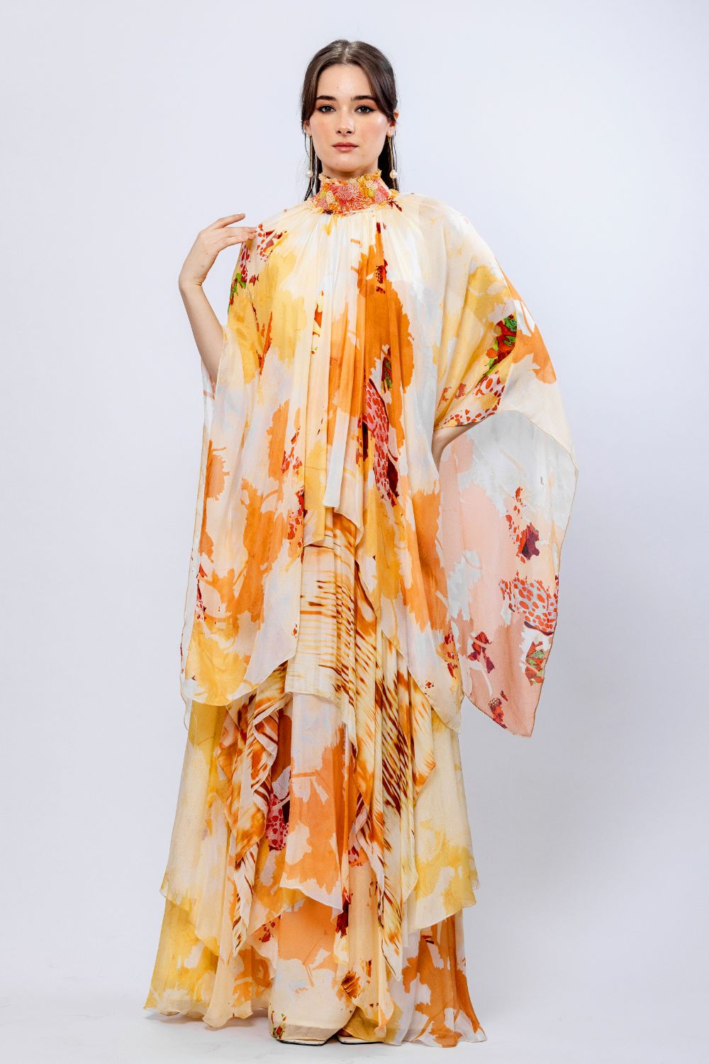 Apricot Crush Embroidered Maxi Dress