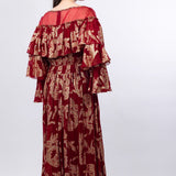 Red Ruffled Shoulder Maxi dress