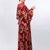 Red Ruffled Shoulder Maxi dress