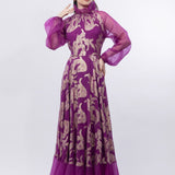 Purple Raglan Sleeve Brasso Full Length Gown