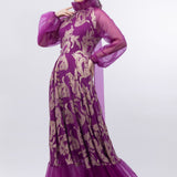 Purple Raglan Sleeve Brasso Full Length Gown