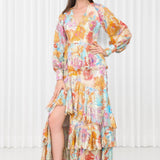 Hibiscus Printed Brasso Layered Dress