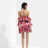 Ajisia Printed Cold Shoulder Blouse With Skirt
