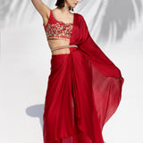 Ruby Red Drape Sari