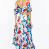 Satin Printed Flared Top With Skirt