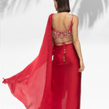Ruby Red Drape Sari