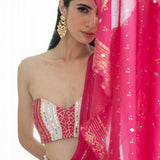 Foil printed draped saree set