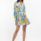 Chiffon Printed Gathered Top With Tiered Skirt
