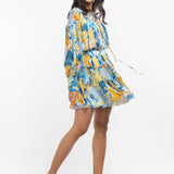 Chiffon Printed Gathered Top With Tiered Skirt