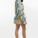 Chiffon Printed Gathered Top With Tiered Skirt