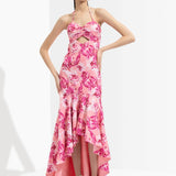 Sakura Printed High Low Dress