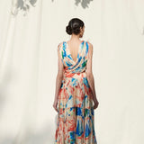 Printed Tier Skirt With Draped Crop Top