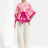 Sakura Printed Peplum Top With Pants