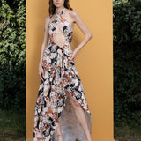 Black rose printed Spandex dress