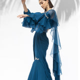 Sapphire Blue Drape Sari