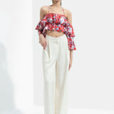 Ajisia Printed Cold Shoulder Top With Trouser
