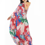 Satin Printed One Shoulder Kaftan