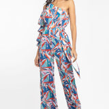 Chiffon Printed Jumpsuit With Belt