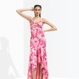 Sakura Printed High Low Dress