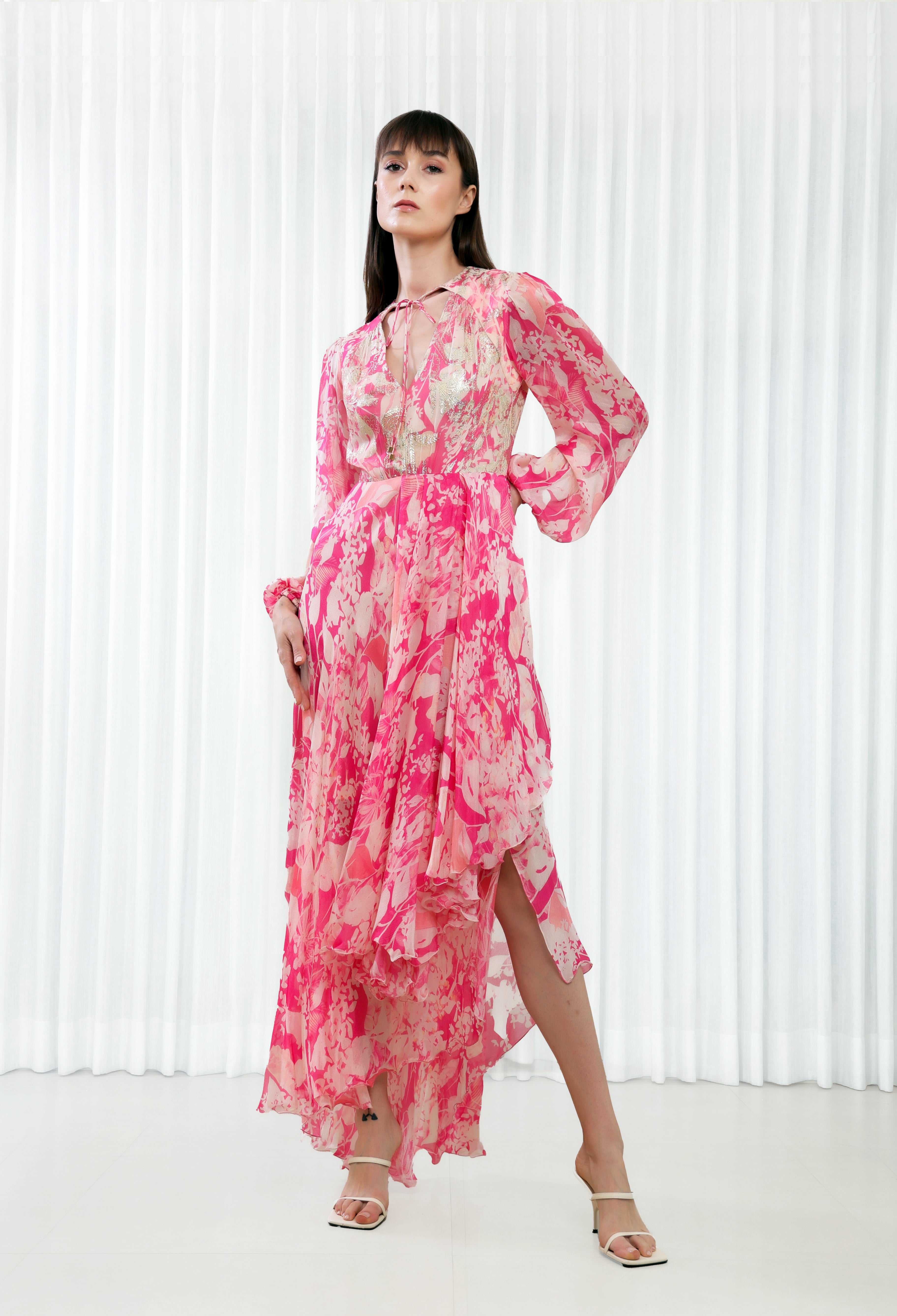 Orchid Printed High Low Dress