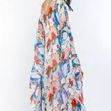 Tropical Ivory Blue Kaftan Dress