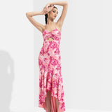 Sakura Printed High Low Dress