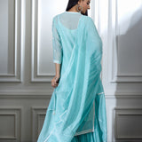Aqua embroidered kurta with sharara